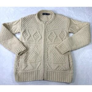 Vintage Hunters Run Sweater Cardigan Womens M Hand Knit 100% Shetland Wool